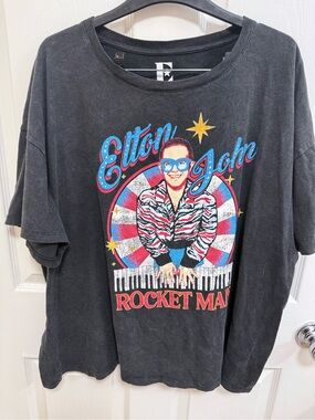 Elton John Rocket Women’s Graphic Tee - Black, Size XXL